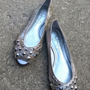 New! Jessica Simpson Silver Studded Leather Shoes